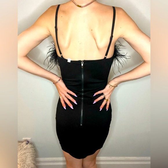 HONEY LITTLE BLACK FUR TRIM DRESS - Picture 6 of 13